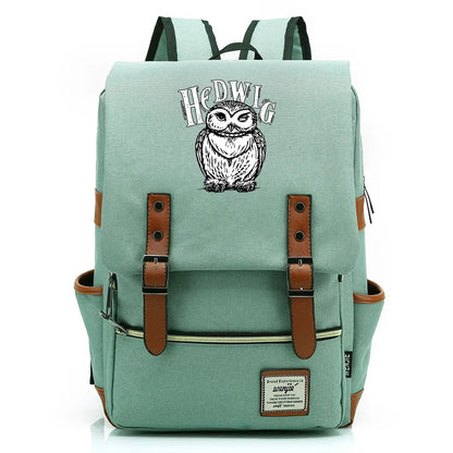 New Cartoon Owl Printed Boys Girls Kids Student School Book Bags Teenagers Canvas Women Bagpack Men Laptop Travel Backpack