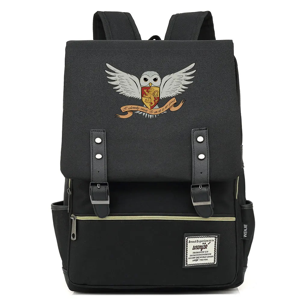 New Cartoon Owl Printed Boys Girls Kids Student School Book Bags Teenagers Canvas Women Bagpack Men Laptop Travel Backpack