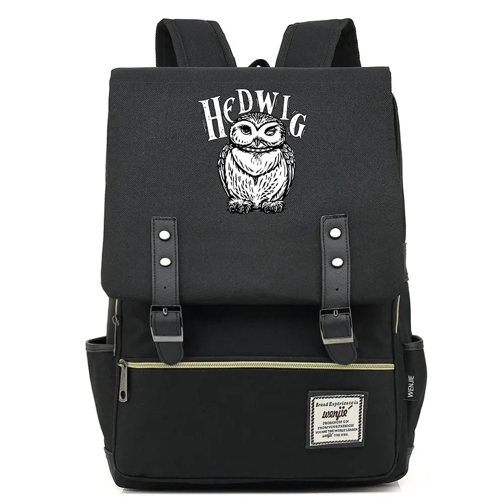 New Cartoon Owl Printed Boys Girls Kids Student School Book Bags Teenagers Canvas Women Bagpack Men Laptop Travel Backpack