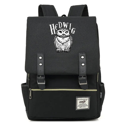 New Cartoon Owl Printed Boys Girls Kids Student School Book Bags Teenagers Canvas Women Bagpack Men Laptop Travel Backpack