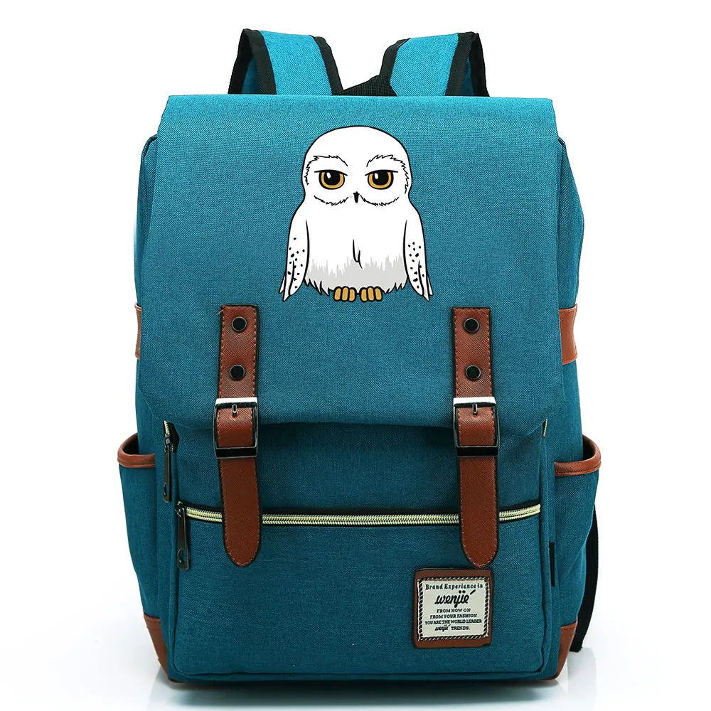 New Cartoon Owl Printed Boys Girls Kids Student School Book Bags Teenagers Canvas Women Bagpack Men Laptop Travel Backpack