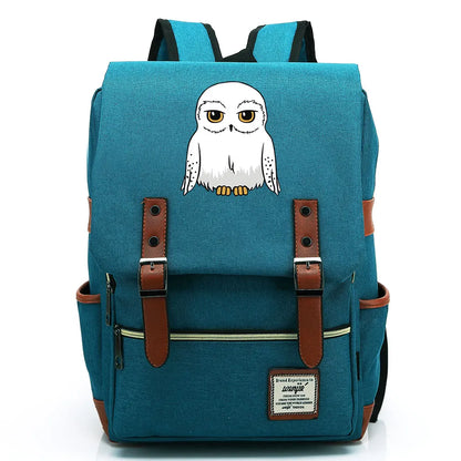 New Cartoon Owl Printed Boys Girls Kids Student School Book Bags Teenagers Canvas Women Bagpack Men Laptop Travel Backpack