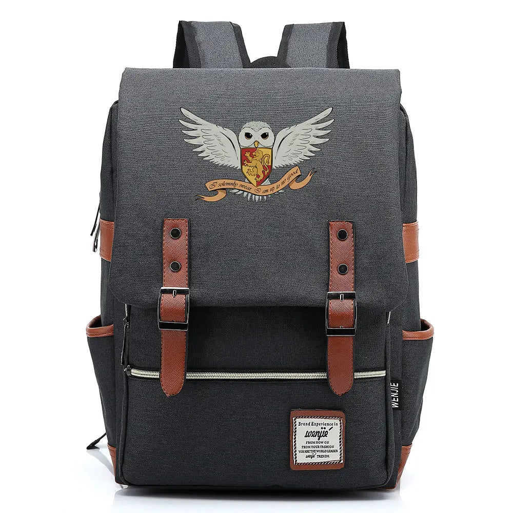 New Cartoon Owl Printed Boys Girls Kids Student School Book Bags Teenagers Canvas Women Bagpack Men Laptop Travel Backpack