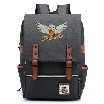 New Cartoon Owl Printed Boys Girls Kids Student School Book Bags Teenagers Canvas Women Bagpack Men Laptop Travel Backpack