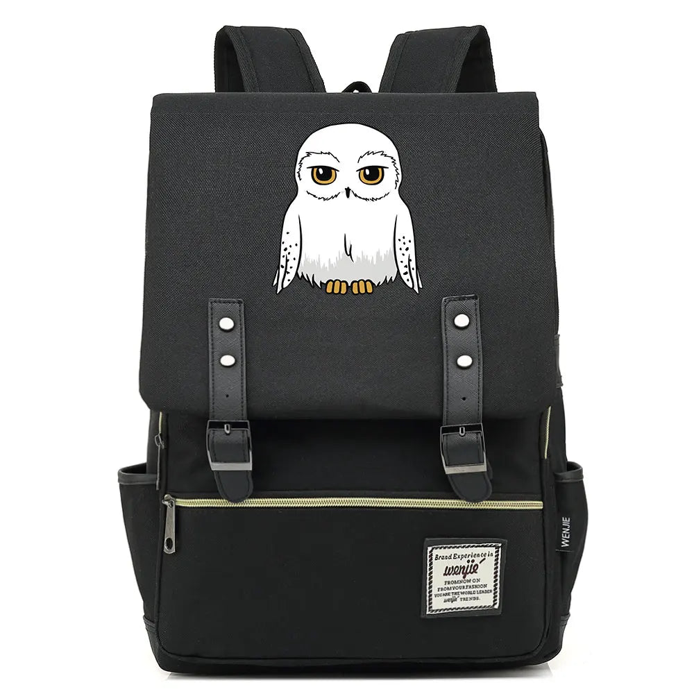 New Cartoon Owl Printed Boys Girls Kids Student School Book Bags Teenagers Canvas Women Bagpack Men Laptop Travel Backpack