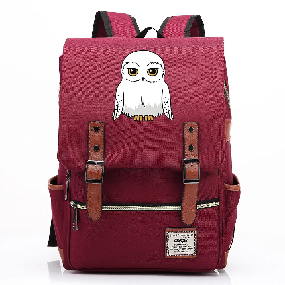 New Cartoon Owl Printed Boys Girls Kids Student School Book Bags Teenagers Canvas Women Bagpack Men Laptop Travel Backpack