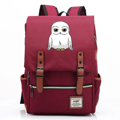 New Cartoon Owl Printed Boys Girls Kids Student School Book Bags Teenagers Canvas Women Bagpack Men Laptop Travel Backpack