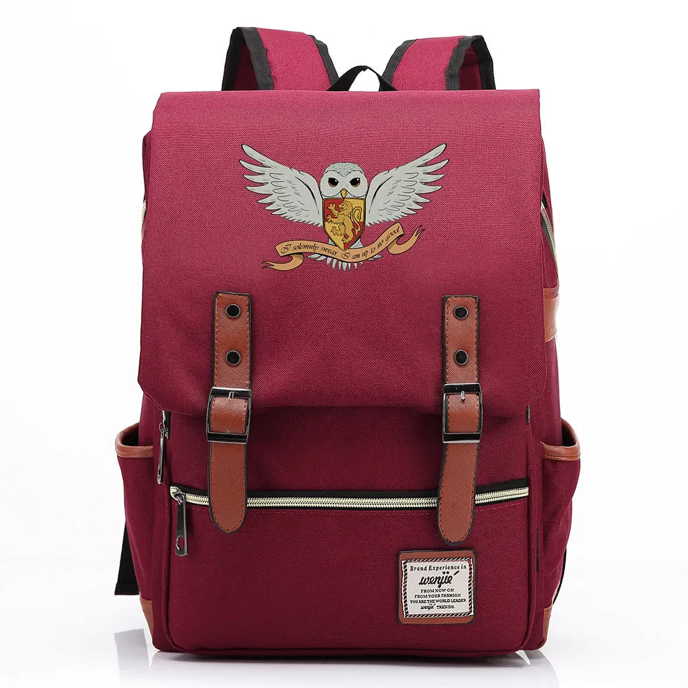 New Cartoon Owl Printed Boys Girls Kids Student School Book Bags Teenagers Canvas Women Bagpack Men Laptop Travel Backpack