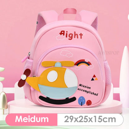 New Cartoon Plane Kindergarten Backpacks for Baby Boys Girls Anti-lost School Bags Toddler Travel Pack Mochila Infantil Escolar