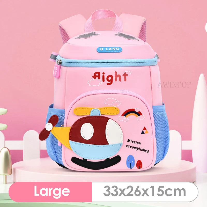 New Cartoon Plane Kindergarten Backpacks for Baby Boys Girls Anti-lost School Bags Toddler Travel Pack Mochila Infantil Escolar