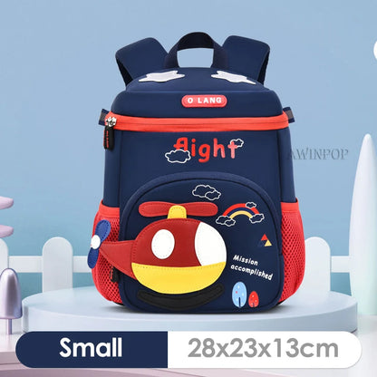 New Cartoon Plane Kindergarten Backpacks for Baby Boys Girls Anti-lost School Bags Toddler Travel Pack Mochila Infantil Escolar