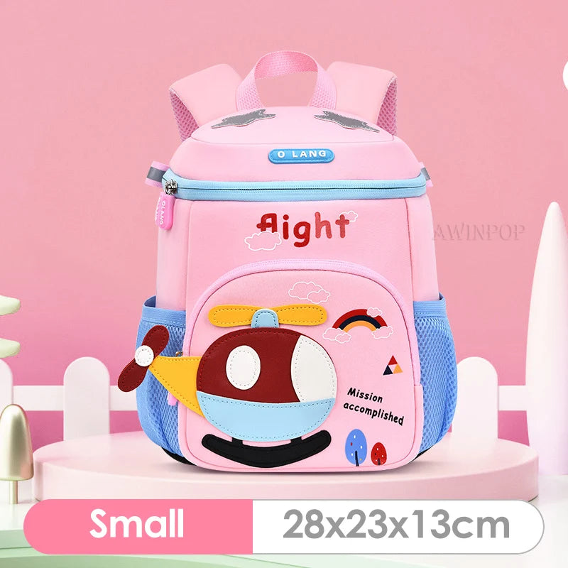 New Cartoon Plane Kindergarten Backpacks for Baby Boys Girls Anti-lost School Bags Toddler Travel Pack Mochila Infantil Escolar