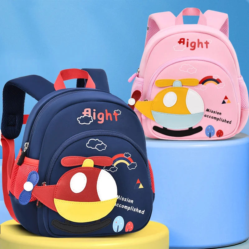 New Cartoon Plane Kindergarten Backpacks for Baby Boys Girls Anti-lost School Bags Toddler Travel Pack Mochila Infantil Escolar