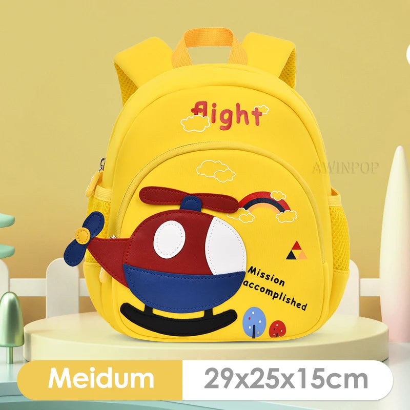 New Cartoon Plane Kindergarten Backpacks for Baby Boys Girls Anti-lost School Bags Toddler Travel Pack Mochila Infantil Escolar