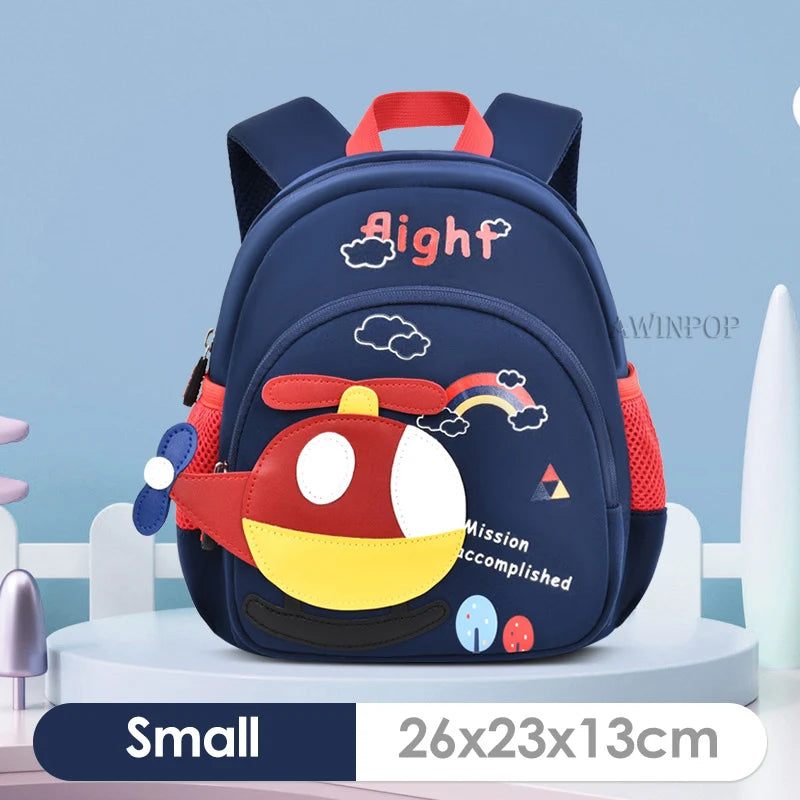 New Cartoon Plane Kindergarten Backpacks for Baby Boys Girls Anti-lost School Bags Toddler Travel Pack Mochila Infantil Escolar