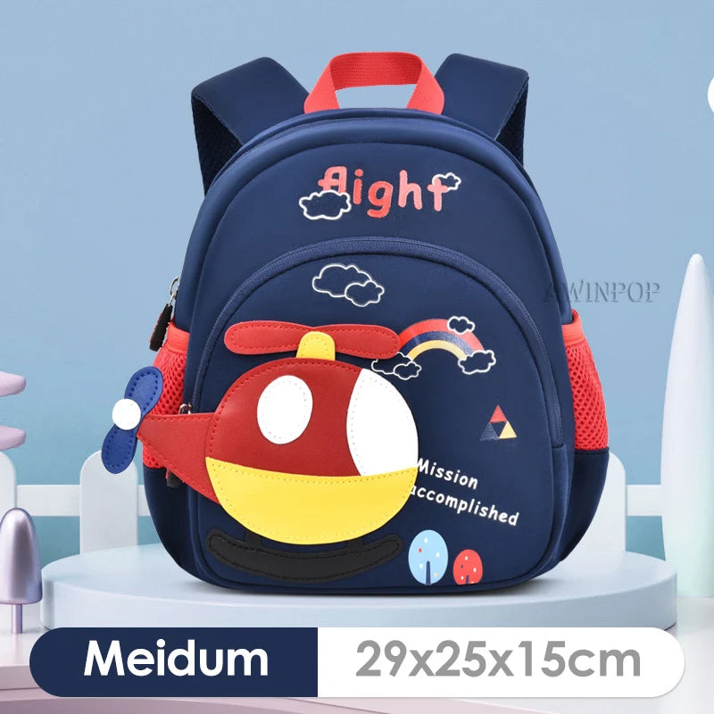 New Cartoon Plane Kindergarten Backpacks for Baby Boys Girls Anti-lost School Bags Toddler Travel Pack Mochila Infantil Escolar