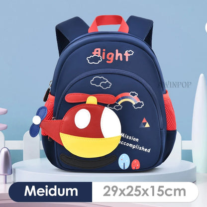 New Cartoon Plane Kindergarten Backpacks for Baby Boys Girls Anti-lost School Bags Toddler Travel Pack Mochila Infantil Escolar