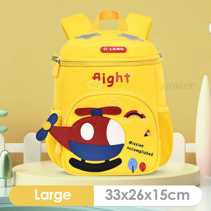 New Cartoon Plane Kindergarten Backpacks for Baby Boys Girls Anti-lost School Bags Toddler Travel Pack Mochila Infantil Escolar