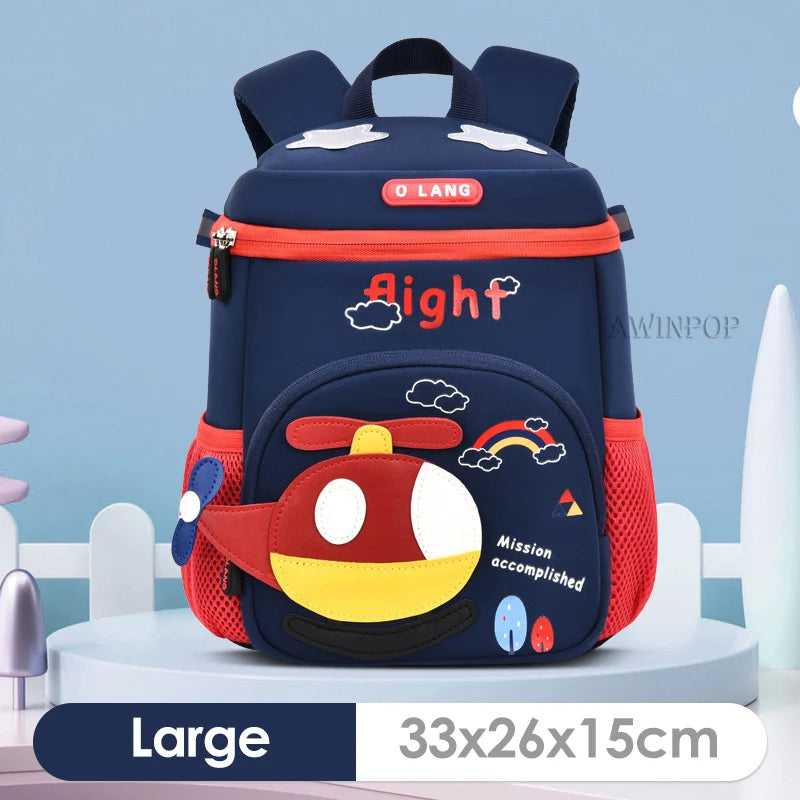 New Cartoon Plane Kindergarten Backpacks for Baby Boys Girls Anti-lost School Bags Toddler Travel Pack Mochila Infantil Escolar