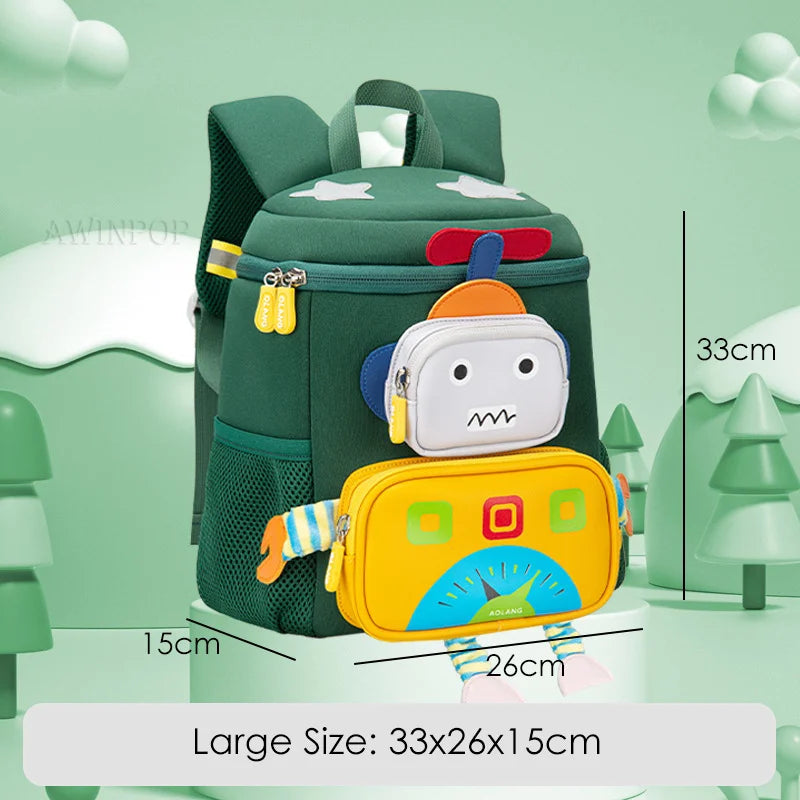 New Cartoon Robot School Bags for Boys Kindergarten Kids Travel Bag 1-3 Grade Schoolbag Kawaii Backpacks Girls Mochila Escolar