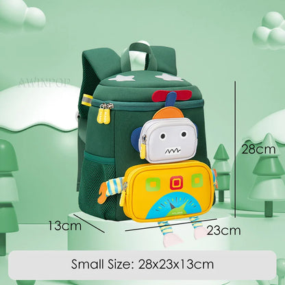 New Cartoon Robot School Bags for Boys Kindergarten Kids Travel Bag 1-3 Grade Schoolbag Kawaii Backpacks Girls Mochila Escolar