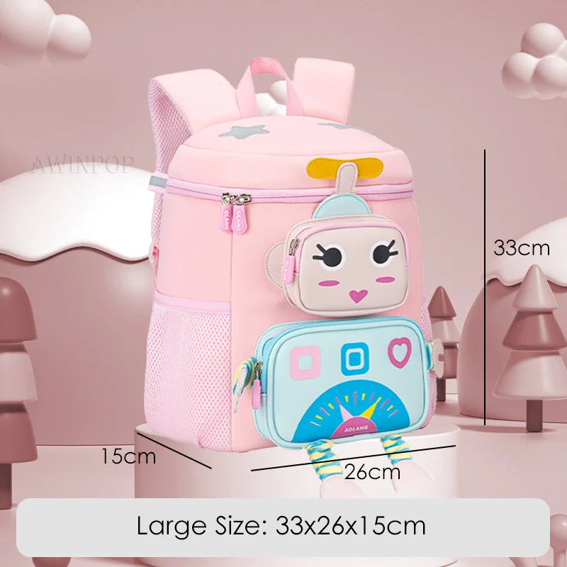 New Cartoon Robot School Bags for Boys Kindergarten Kids Travel Bag 1-3 Grade Schoolbag Kawaii Backpacks Girls Mochila Escolar