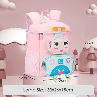 New Cartoon Robot School Bags for Boys Kindergarten Kids Travel Bag 1-3 Grade Schoolbag Kawaii Backpacks Girls Mochila Escolar