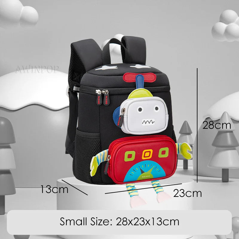 New Cartoon Robot School Bags for Boys Kindergarten Kids Travel Bag 1-3 Grade Schoolbag Kawaii Backpacks Girls Mochila Escolar