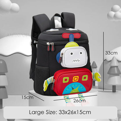 New Cartoon Robot School Bags for Boys Kindergarten Kids Travel Bag 1-3 Grade Schoolbag Kawaii Backpacks Girls Mochila Escolar
