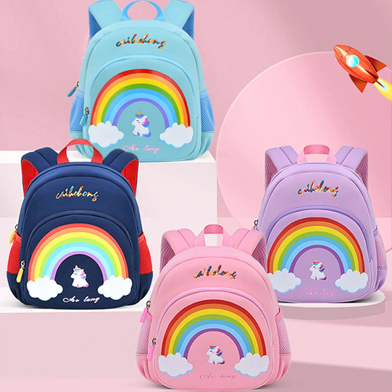 New Cartoon Unicorn Girls School Bags High Quality Kindergarten Children Toddler Backpack Rainbow Bag for Boys Mochila Infantil
