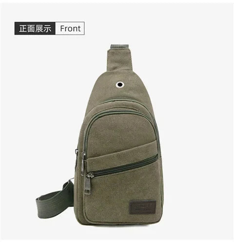 New Casual Canvas Men's Chest Outdoor Sports Man Crossbody Fashion Sling Vintage Male Shoulder Bag