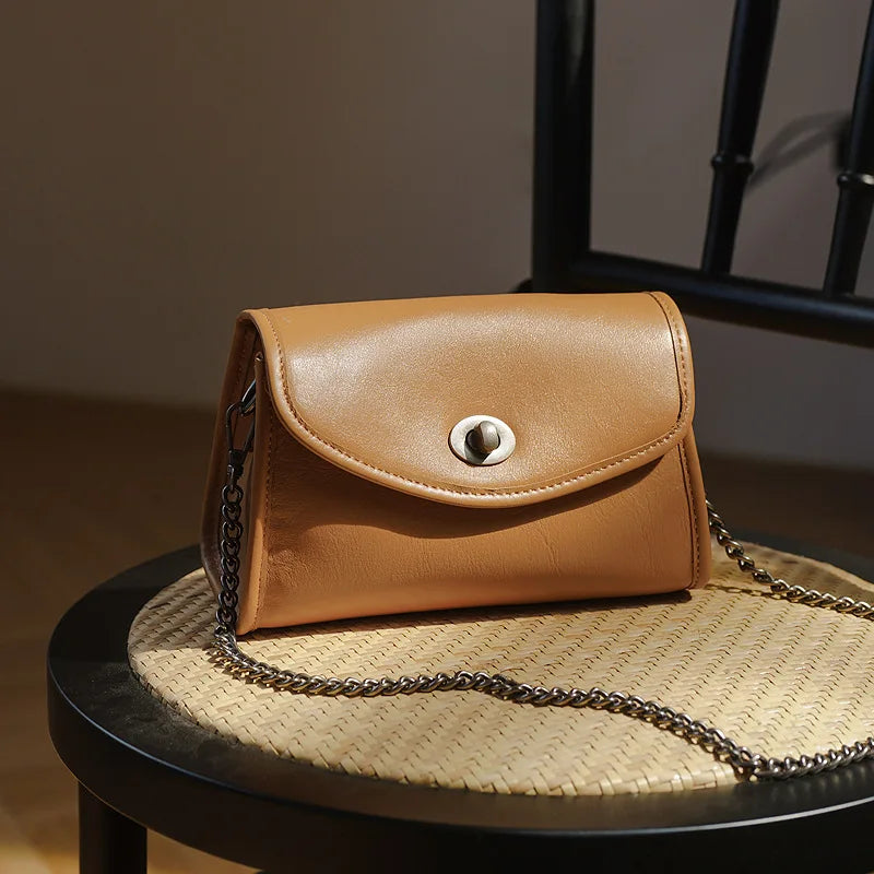 New Chains Bag for Women Fashion Genuine Leather Small Square Bags High Quality Solid One Shoulder Crossbody Bolsos Mujer
