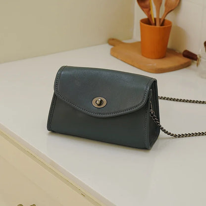 New Chains Bag for Women Fashion Genuine Leather Small Square Bags High Quality Solid One Shoulder Crossbody Bolsos Mujer