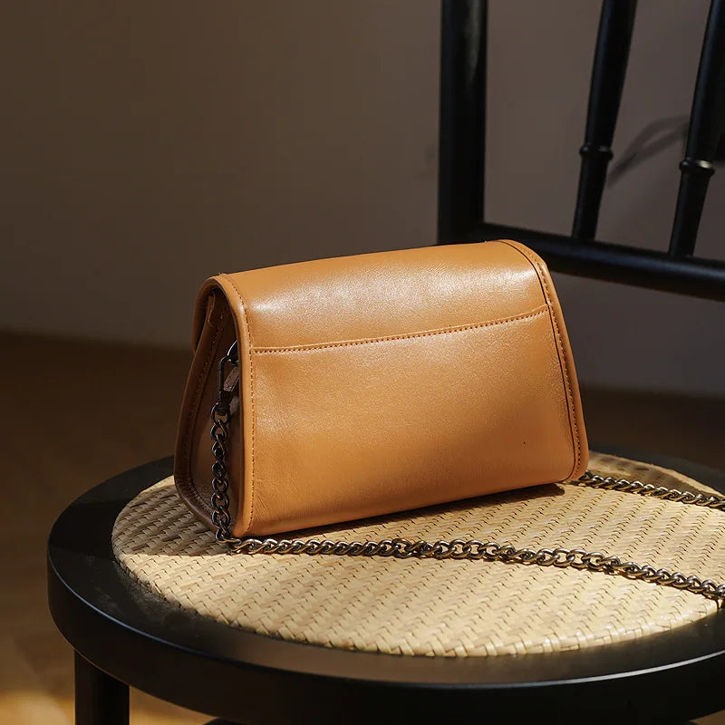 New Chains Bag for Women Fashion Genuine Leather Small Square Bags High Quality Solid One Shoulder Crossbody Bolsos Mujer