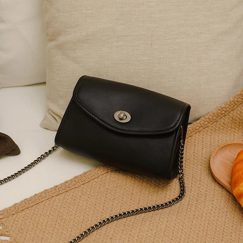 New Chains Bag for Women Fashion Genuine Leather Small Square Bags High Quality Solid One Shoulder Crossbody Bolsos Mujer