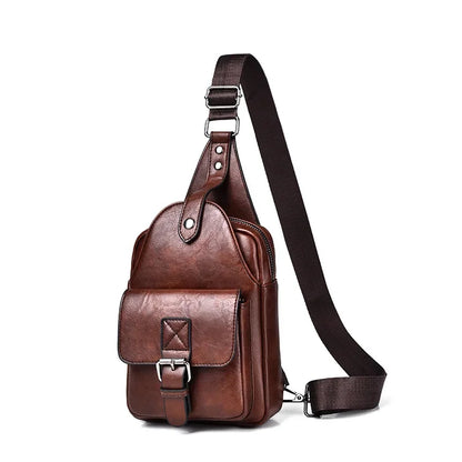 New Chest for Men Husband Shoulder Fashion Crossbody Waterproof PU Leather Men's Backpacks Designer Luxury Bag