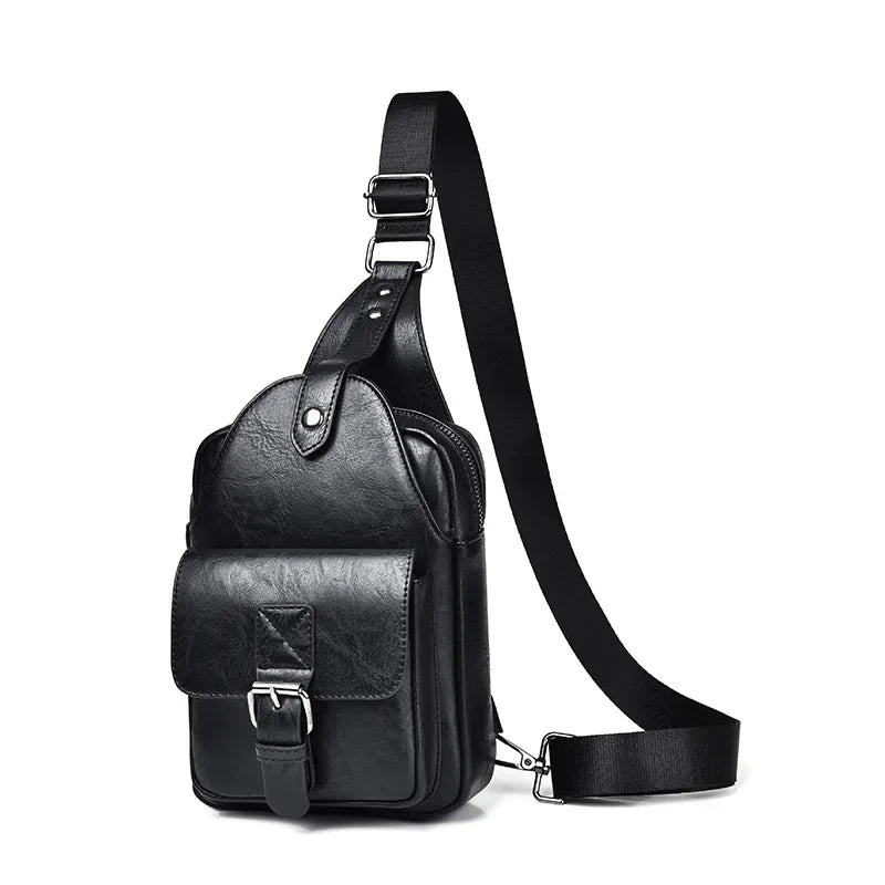 New Chest for Men Husband Shoulder Fashion Crossbody Waterproof PU Leather Men's Backpacks Designer Luxury Bag