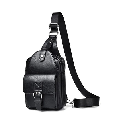 New Chest for Men Husband Shoulder Fashion Crossbody Waterproof PU Leather Men's Backpacks Designer Luxury Bag
