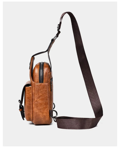 New Chest for Men Husband Shoulder Fashion Crossbody Waterproof PU Leather Men's Backpacks Designer Luxury Bag