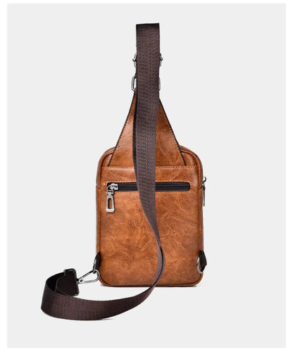 New Chest for Men Husband Shoulder Fashion Crossbody Waterproof PU Leather Men's Backpacks Designer Luxury Bag