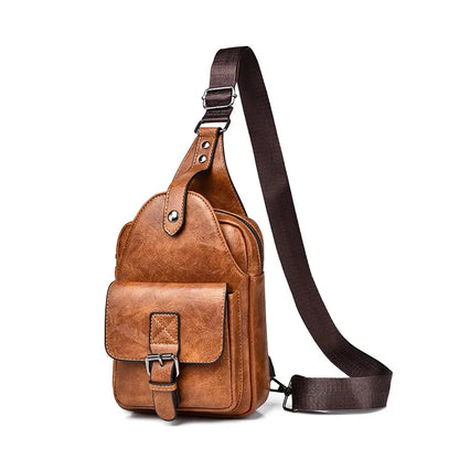 New Chest for Men Husband Shoulder Fashion Crossbody Waterproof PU Leather Men's Backpacks Designer Luxury Bag