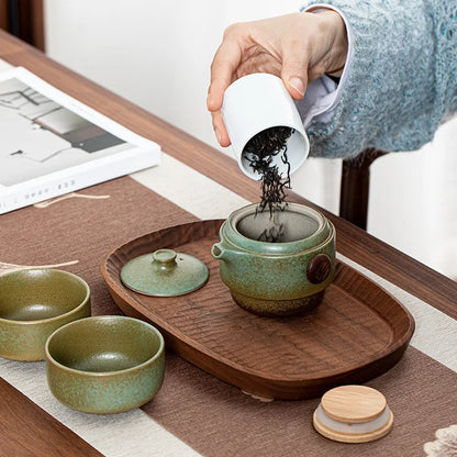 New Chinese Portable Tea Set Ceramic 1 Pot 2 Cups Travel Tea Set Mugs Storage Bag Teaware Set Heat Insulation Container