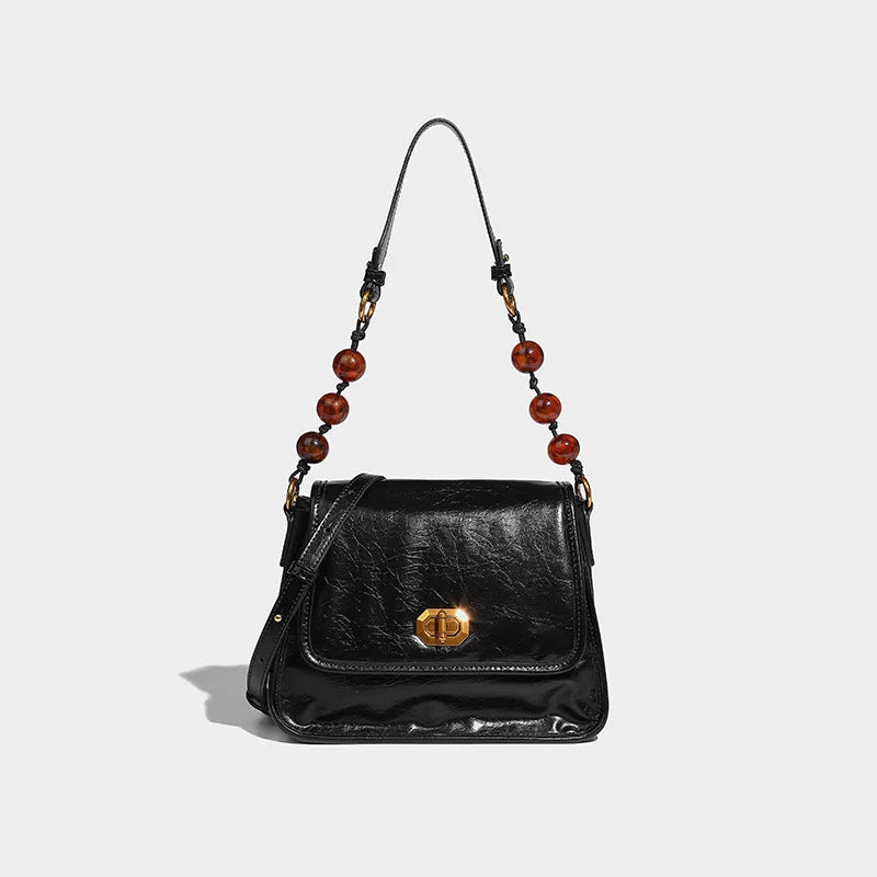 New Chinese Style Beaded Underarm Bag 2024 New Fashion All-match Small Square Bags Elegant Commuter Light Luxury Bolsas Mujer