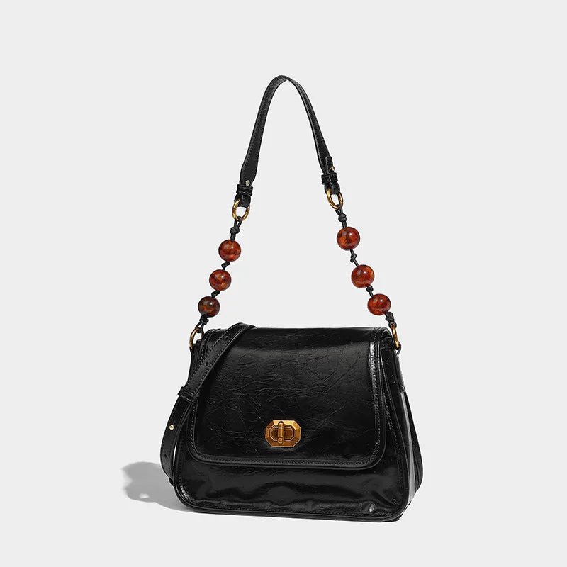 New Chinese Style Beaded Underarm Bag 2024 New Fashion All-match Small Square Bags Elegant Commuter Light Luxury Bolsas Mujer