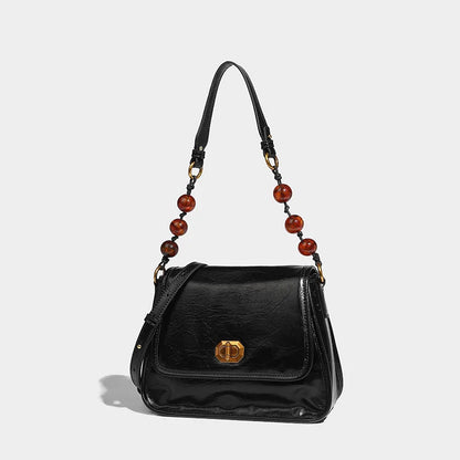 New Chinese Style Beaded Underarm Bag 2024 New Fashion All-match Small Square Bags Elegant Commuter Light Luxury Bolsas Mujer