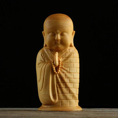 New Chinese Style Young Monk Character Solid Wood Zen Home Decoration Tea Pet Collection