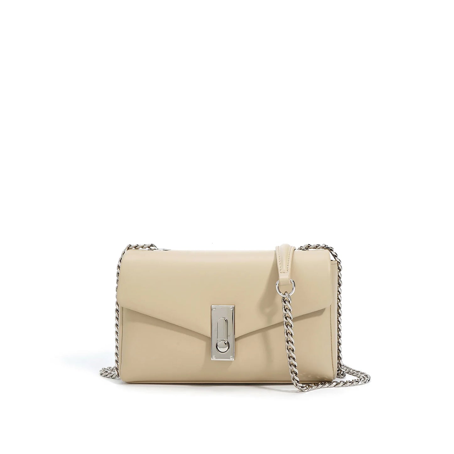 New Clamshell Lock Fenuine Leather Small Square Bags Simple Commuter All-match Chain Crossbody Shoulder Handbags Elegant Bolsas