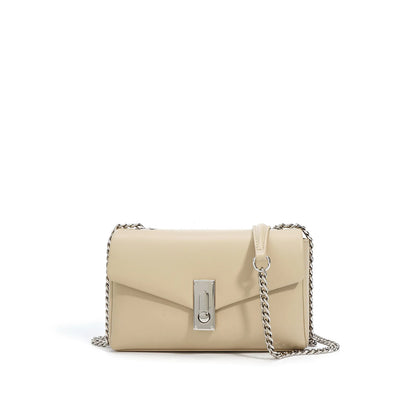 New Clamshell Lock Fenuine Leather Small Square Bags Simple Commuter All-match Chain Crossbody Shoulder Handbags Elegant Bolsas