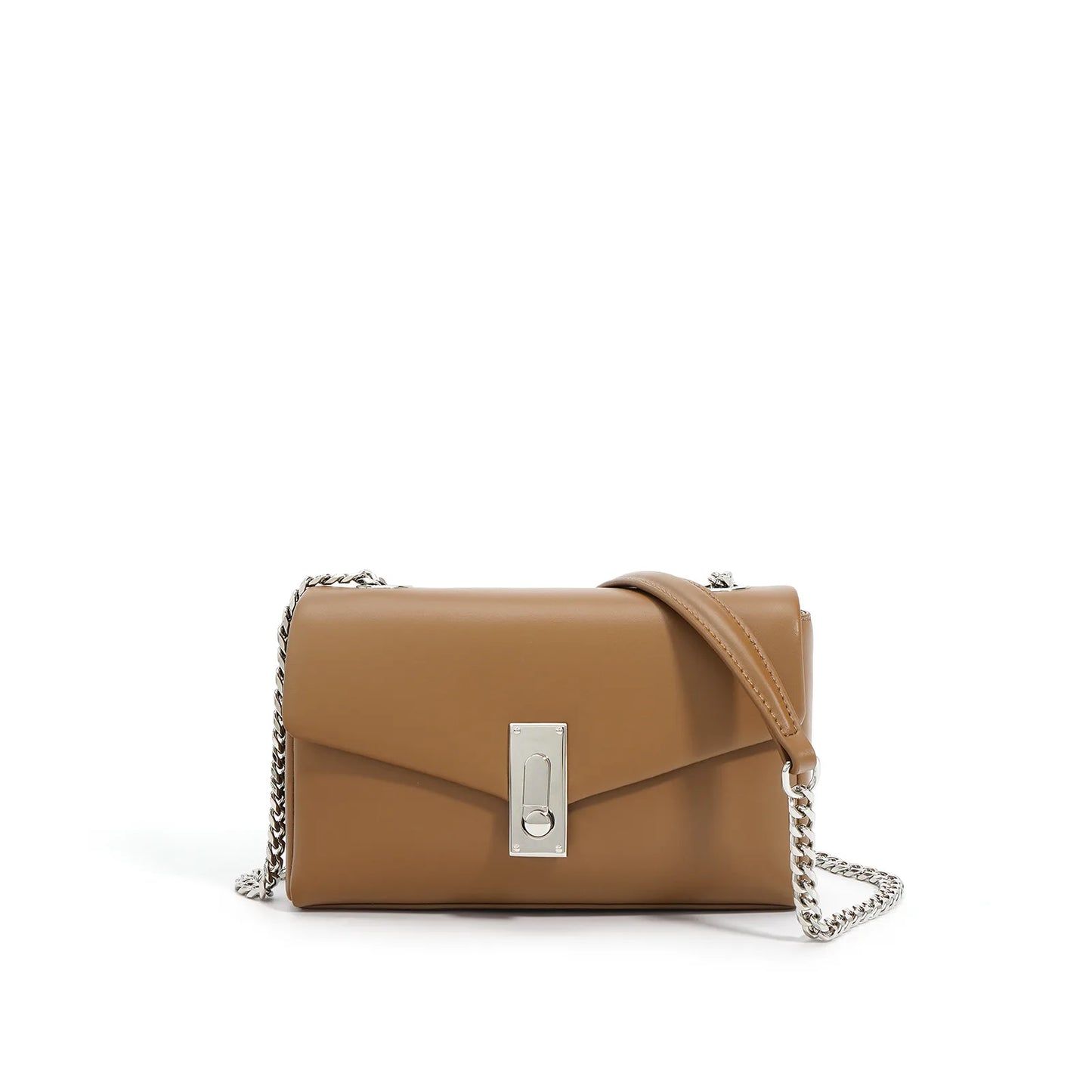 New Clamshell Lock Fenuine Leather Small Square Bags Simple Commuter All-match Chain Crossbody Shoulder Handbags Elegant Bolsas