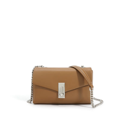 New Clamshell Lock Fenuine Leather Small Square Bags Simple Commuter All-match Chain Crossbody Shoulder Handbags Elegant Bolsas